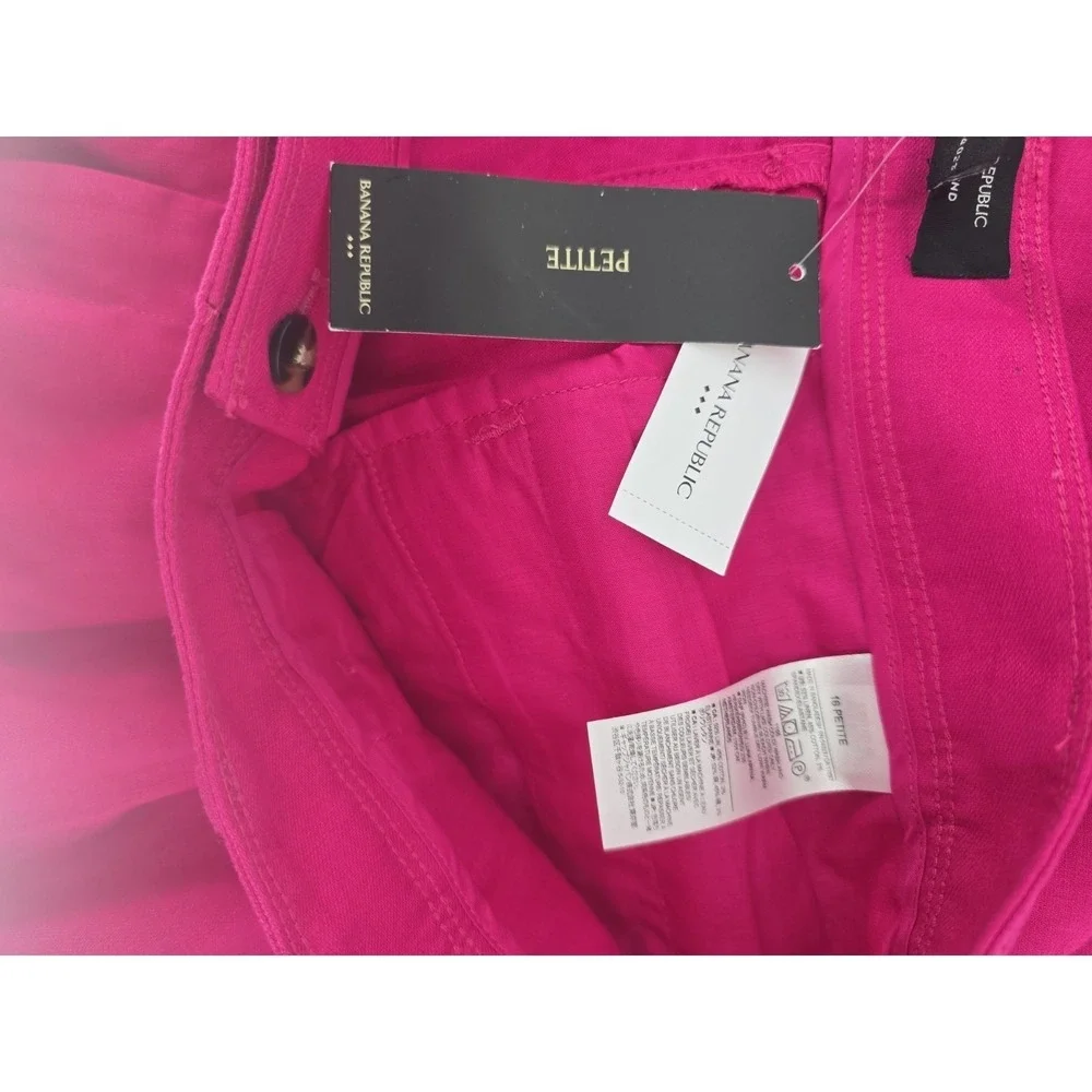 Banana‎ Republic Pants Womens 16P Pink Linen Blend Pleated Wide Leg Trousers NEW